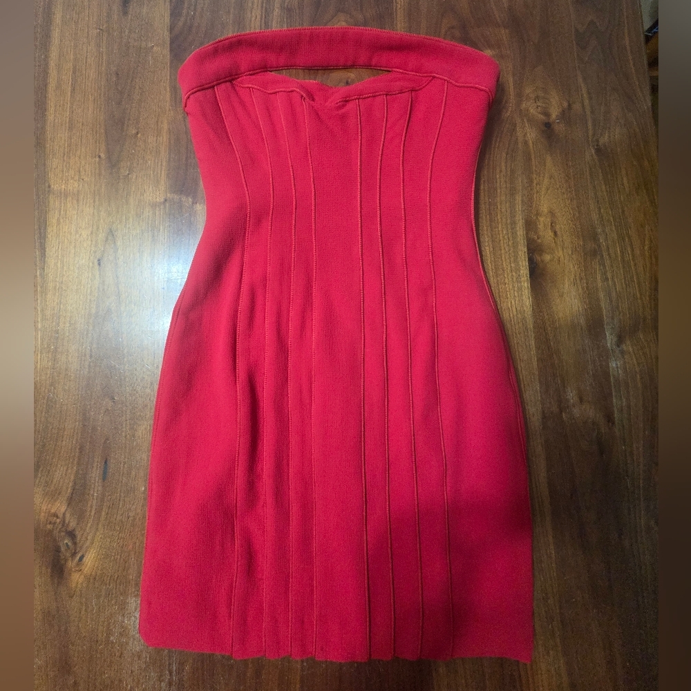 BCBG MaxAzria Strapless Red Dress Size 6